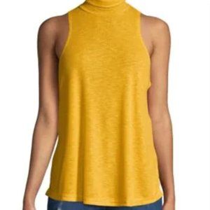 NEW Free People Intimately Topanga Yellow/Gold Sleeveless Turtleneck Tank Small